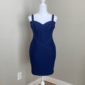 Deep Blue Cocktail Dress with Sweetheart Neckline